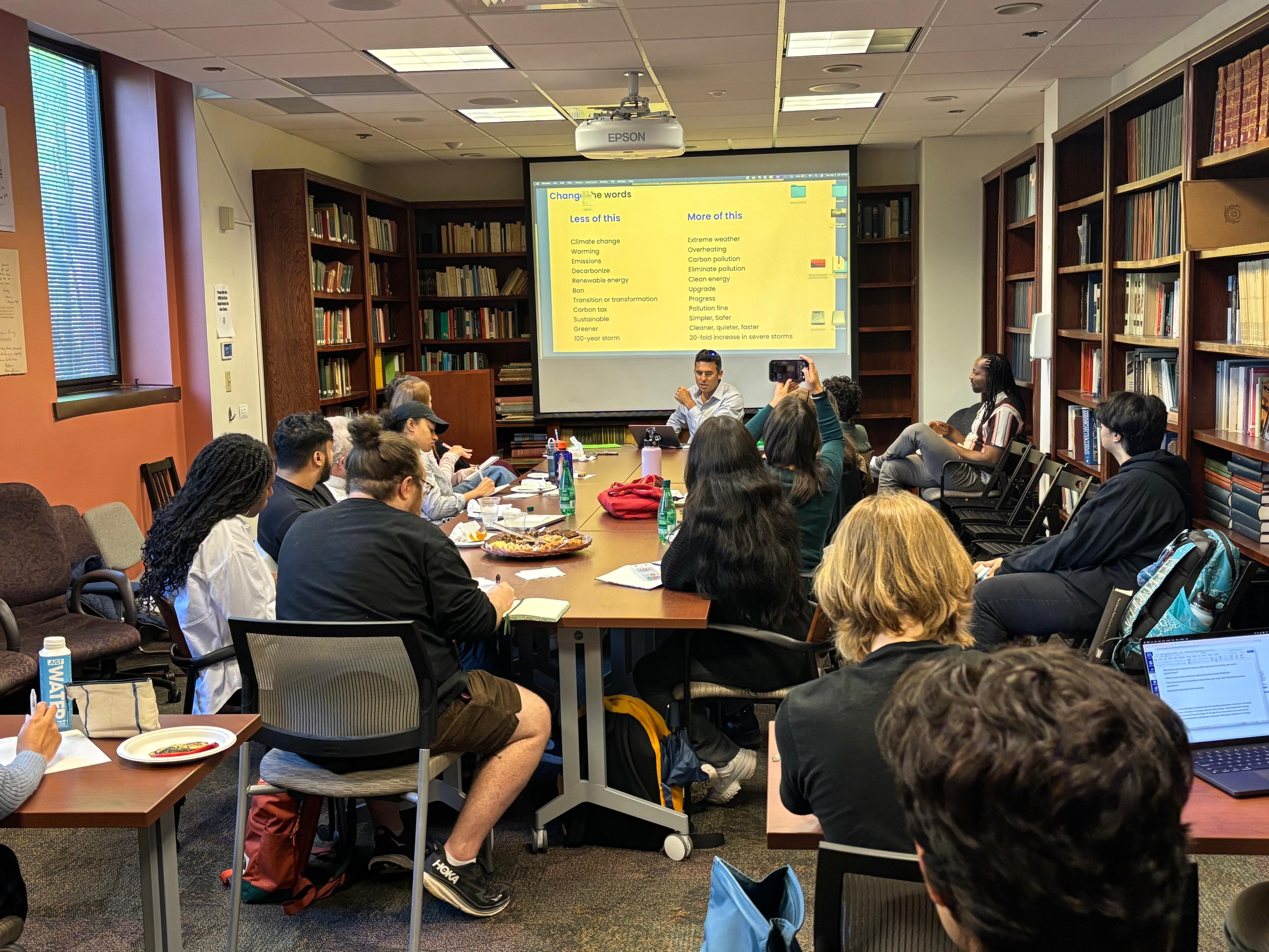 Michael Coren explaining the importance of word choice in climate writing.  